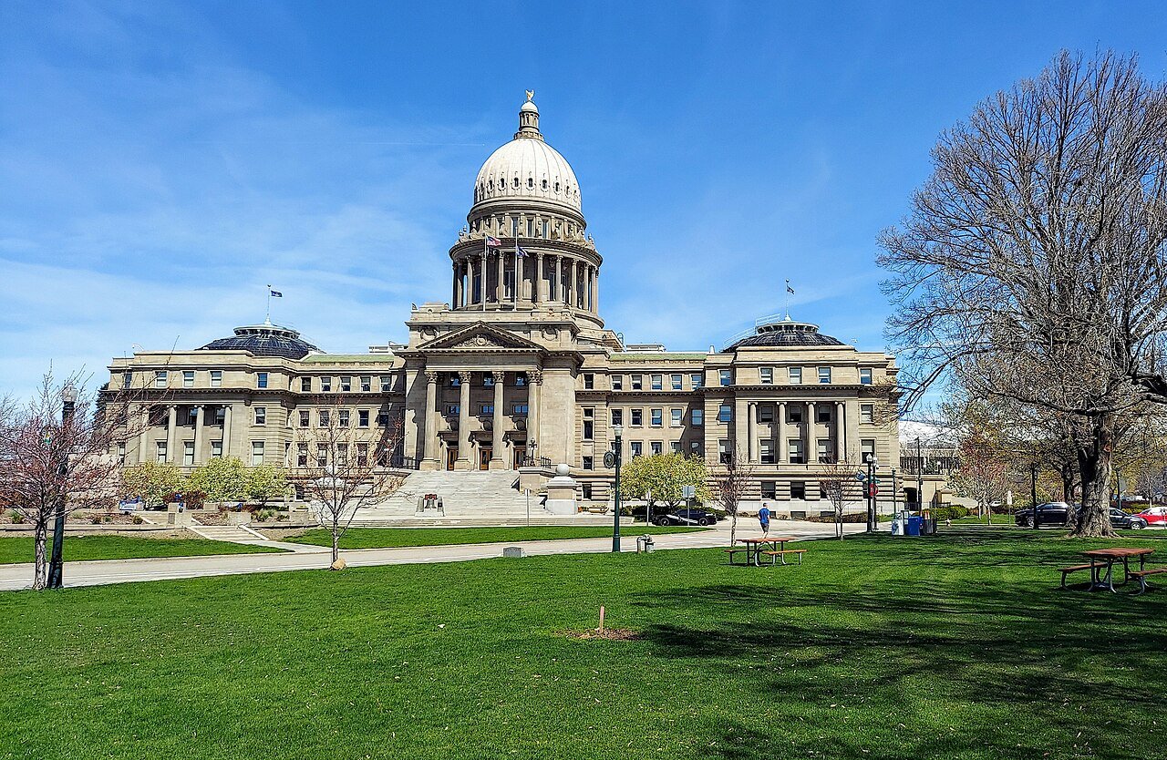 The Idaho State Capitol in Boise on a spring day