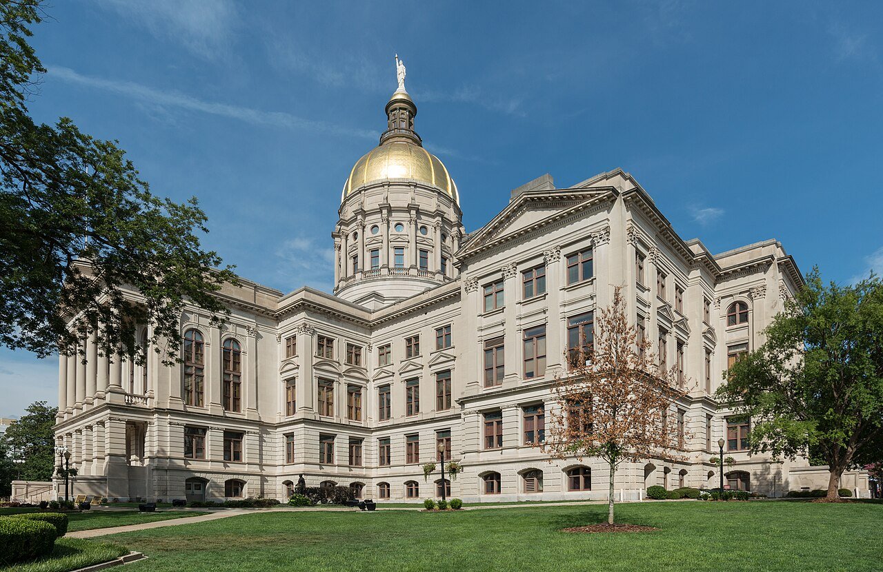 The west side of the Georgia State Capitol in Atlanta with its gold dome