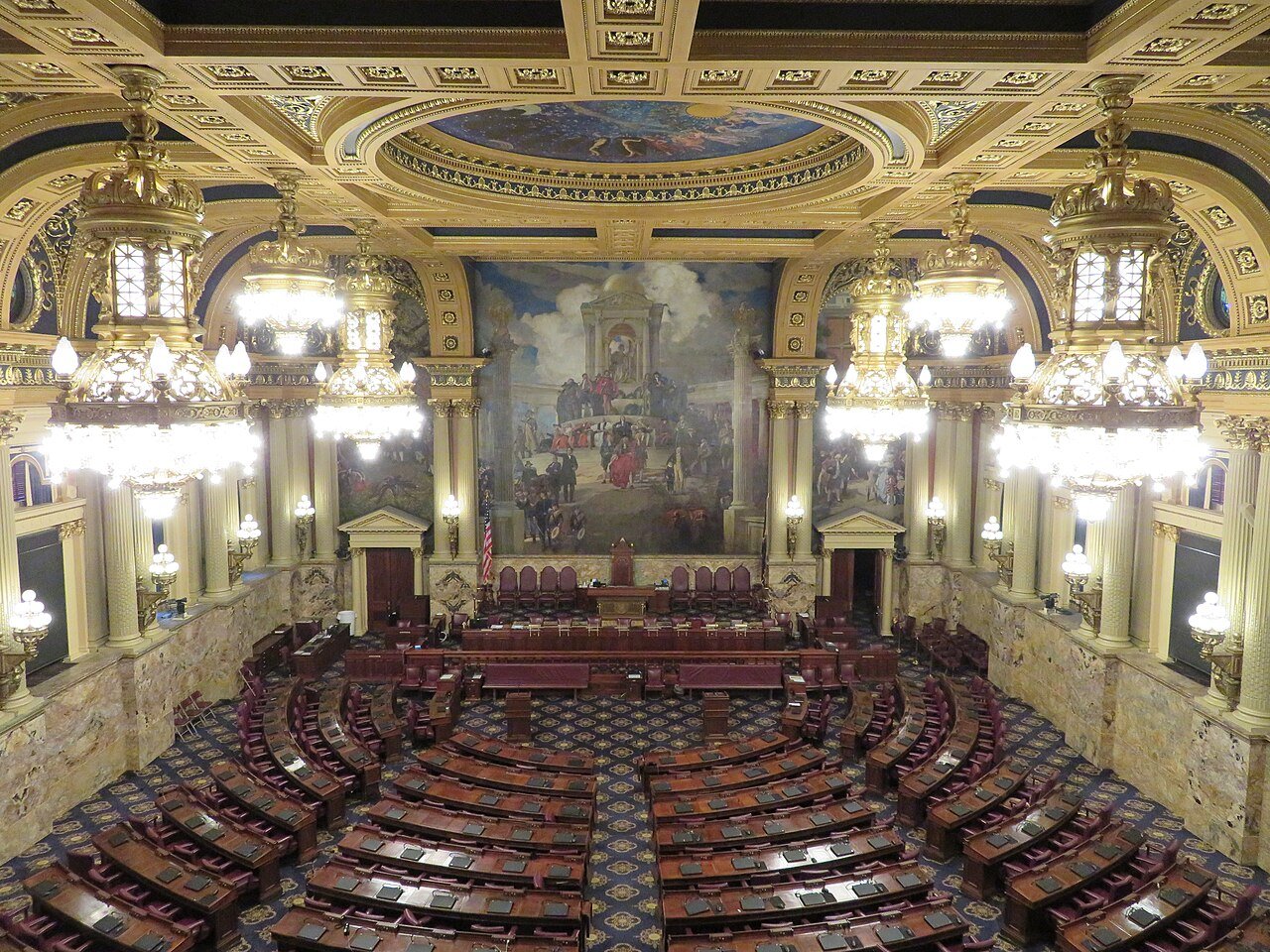 The Pennsylvania House of Representatives chamber in the state Capitol in Harrisburg