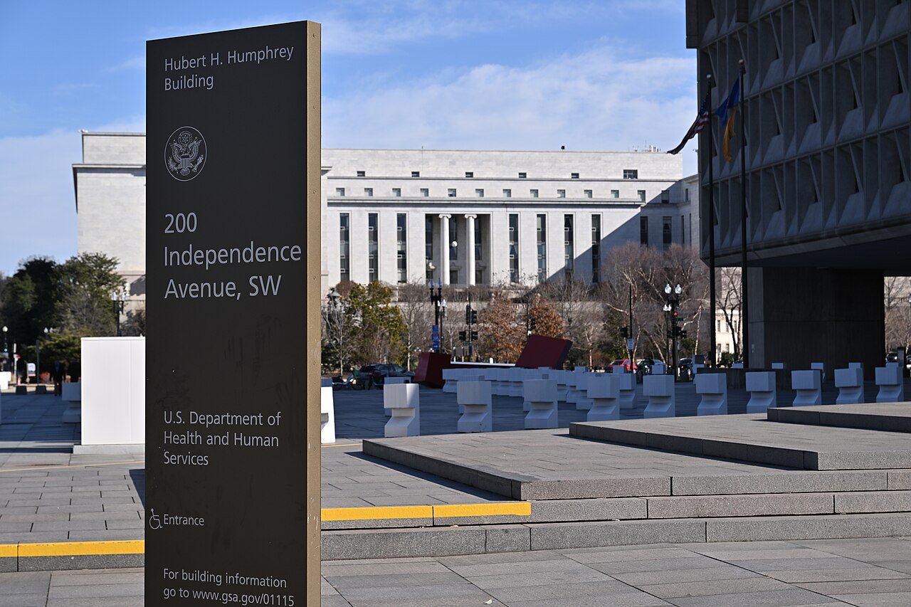 Sign for the U.S. Department of Health and Human Services headquarters