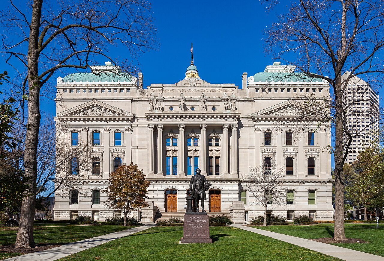 The south end of the Indiana Statehouse in Indianapolis